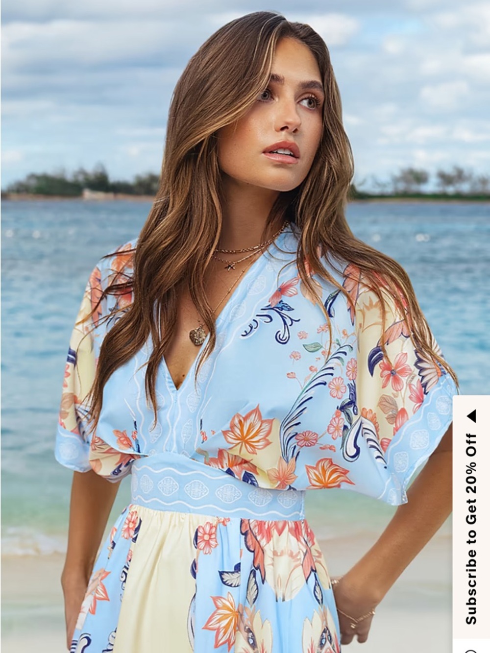 Cupshe Light Blue and Cream Floral Maxi Dress - Picture 8 of 16